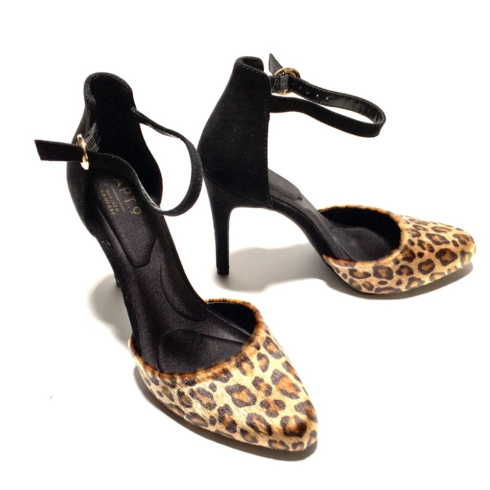 Apt 9 women’s heels size 8 black and leopard print